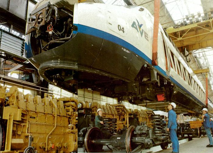 Presentaci�n oficial de los dos primeros trenes AVE en la factor�a de Alstom de la localidad francesa de Belfort en octubre de 1991.