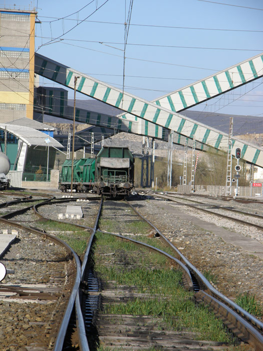 Tolvas de Renfe dispuesta para ser cargadadas en la planta de Cementos Alfa
