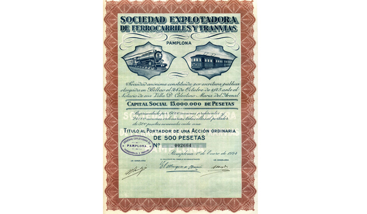 En 1923 la Sociedad Explotadora de Ferrocarriles y Tranv�as asumi� la gesti�n del �Topo�. Archivo de Pedro P�rez Amuchastegui