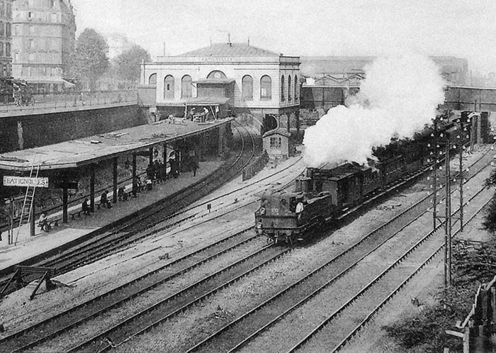 La primitiva estaci�n de Batignolles, reemplazada por la de Pont-Cardinet, en 1922.