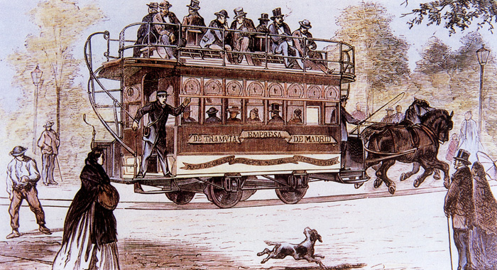 Primer tranv�a que circul� en Madrid en 1871.